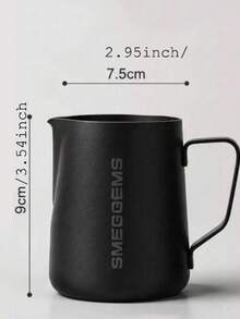 不鏽鋼咖啡拉花杯，牛奶發泡壺，牛奶泡沫杯，出水口杯，精緻壓花牛奶壺附容量刻度線，專業拉花設備 - 黑色 - 查看 12