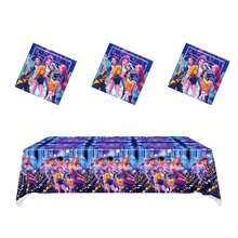 KPop Demon Hunters New Tablecloth - Blue Series "Party Demon Hunter" Birthday Party - Animated Movie - Disposable Decorative Tablecloth Set - Popular Party Supplies For Girls And Children - Party Tablecloth - View 8
