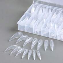 美甲雙面甲模 適用於凝膠延長 3D 爪型美甲模具 長款貓爪鷹勾曲線雕塑可重複使用 全覆蓋甲模 140片 14種尺寸 - 無色 - 查看 5