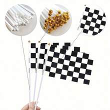 15pcs Black And White Checkered Flags, Durable Plastic Racing Flags, Suitable For Racing, Sports Event Decoration, Birthday Party, Football Cheering Flags, Wedding And Other Occasions - Multicolor - View 8