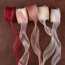 (10 yardas/paquete) Cinta decorativa con borde dorado ondulado, accesorio para el cabello, lazo hecho a mano DIY, cinta de encaje de satén decorativa - Mezcla de colores - Ver 10