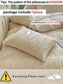 1pc Bohemian Style Khaki Cut-Out Bed Pillowcase, Minimalist Fashion Modern Textured Throw Pillow Cover Suitable For All Seasons, Machine Washable, Without Filling - Khaki - View 4