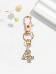 1pc Fashionable European And American Creative Versatile Cute Mini Lucky Number 1-25 Keychain Bag Charm, Suitable For Women's Car Keys, Bag Decoration And Gift Giving - Gold - View 8