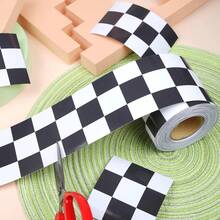 Bathroom Wall Stickers Checkered Border Decorative Black White Checkerboard Trim For Home Classroom Bulletin Board Decoration - A - View 4