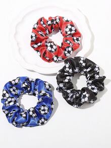 8pcs Soccer Print Scrunchies, Versatile Hair Accessories For Girls, Suitable For Daily Wear, School, Sports, Ball Games, Cheer, Photo Decoration - Multicolor - View 4