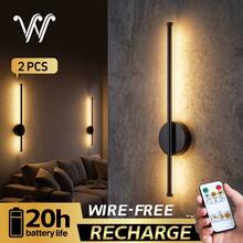 wamblz 2件組電池充電式壁燈，北歐風磁吸無線可調光定時LED壁燈，附遙控器，適用於臥室、客廳、走廊、樓梯、層架、沙發、電視背景牆，黑色 50cm - 50cm 2Pcs - 查看 2