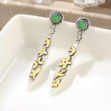 Retro And Elegant Hand-Printed Pendant Earrings, Bohemian-Style Creative Party Jewelry, Perfect Gift For Festivals - Silver - View 5