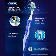 Oral-B 3D White Pulsar Battery Powered Toothbrush 2-Pack Soft Bristle Toothbrush Set Stain Removal Teeth Whitening Travel Essential Toothbrush (Handle Color Randomly Shipped) - Multicolor - View 2