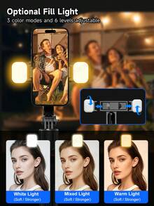 KEELEAD 67-Inch Phone Selfie Stick Tripod With Detachable Remote Control, Extendable Selfie Stick Tripod, Suitable For Outdoor Travel Beauty Photography Live Streaming And Other Scenarios, Compatible With New IOS And Android Devices Of Various Brands. - View 4