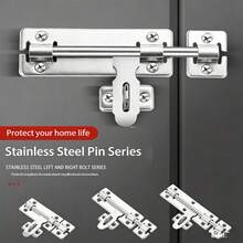 2/6/10pcs Stainless Steel Sliding Bolt Lock, 4/6/8 Inch Flanged Double-Sided Bolt, Padlock Compatible Surface Mount Door And Window Security Latch - Plug - View 4