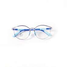 [1 pieza] Gafas decorativas de cristal ovalado sin receta para niños, estilo preppy, material TR, montura de gafas profesional, ultraligera, bloque de color, para niños y niñas, de 7 a 13 años, uso casual diario - Estilo ovalado AA - Ver 18