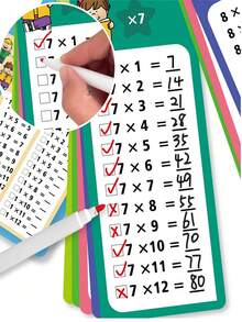 1 Set Children's Flash Cards Math Addition Subtraction Multiplication Division Practice Book Erasable Reusable Children's Learning Mental Calculation Training Cards School Training Math Textbook - Multicolor - View 5