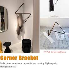 Modern Geometric Wall-Mounted Luxury Coat Rack, Multi-Functional Corner Clothes Hanger, Unique Decorative Storage Organizer, Iron Corner Rack, Can Hold Jackets, Hats And Scarves, Improve Space Utilization - Black - View 6