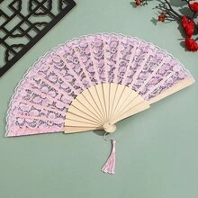 1件復古蕾絲折疊手扇，配木製扇骨，優雅婚禮拍照道具，伴娘配飾，婚禮賓客與戶外儀式紀念禮物 - 多色 - 查看 14