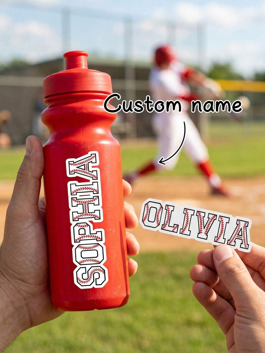 10 buah Stiker Nama Baseball Kustom, Stiker Nama Bertema Olahraga yang Dipersonalisasi, Label Stiker untuk Sekolah, Perlengkapan Sekolah dan Olahraga, Botol Minum, Helm - MultiWarna - View 1