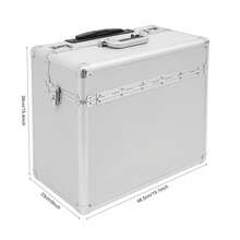 HaroldDol Set of Freistehend Aluminiumlegierung Silber Rollbarer Aktenkoffer, Abschließbarer Aktenkoffer, Rollbare Aktenbox Mit Teleskopstange Zur Aufbewahrung Wichtiger Dokumente, Verträge Und Informationen,Silber - Silber - Übersicht 8