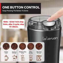 Lalayuan 1pc 110v Portable Household Stainless Steel Electric Dry Food Salt & Pepper Grinder With Over-Heat Protection & Lid-Pin Locking, 80g Large Capacity, 304 Stainless Steel Double Blades & Grinding Bowl For Fresh Coffee Grinding - US A Type Plug(110-127V) - View 7