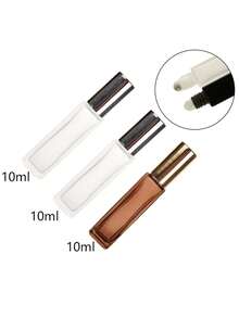 3 Peças/Conjunto Frasco Quadrado Fosco 3ml|5ml|10ml|15ml|20ml Âmbar/Preto Recarregável Perfume Óleo Essencial Loção Dispensador de Bola Rolante de Aço Inoxidável Frasco Portátil Simples Fragrância Óleo Medicinal Rolante de Massagem Frasco Vazio Vidro Transparente Espesso Proteção contra Luz Tampa de Alumínio - Multicolorido - Visão 25