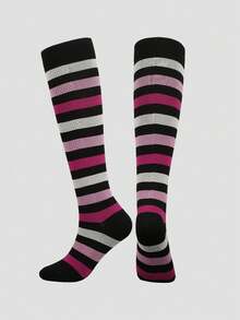 5/1 Pairs Unisex Multi-Color Striped Professional Sports Compression Socks Suitable For Running, Cycling, Hiking, And Long Standing - Multicolor - View 11