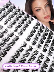 120pcs 8-16mm Mixed Length Fluffy Cluster False Eyelashes, Cat Eye Style, Angled Winged Fox Eye Look, Segmented Pointed Single Cluster Lash Extensions For Individual Application - Black - View 5