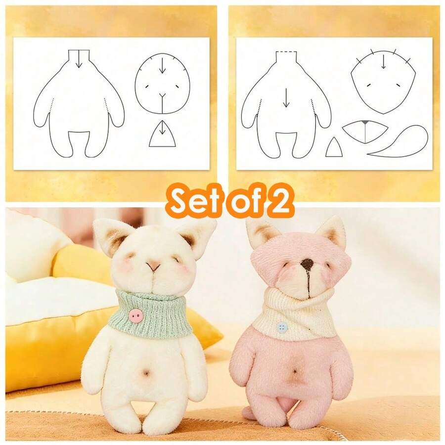 2件DIY手工填充娃娃圖案(微笑熊 + 哭泣熊),手工填充娃娃模板,適合初學者的簡單縫製圖案,簡單DIY圖案(僅縫製模板,不含填充娃娃,也不含縫製材料包) - CR486 - 查看 1