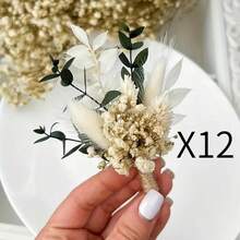 迷你人造花束 波希米亞風婚禮裝飾 男士胸花 桌上中心裝飾 蘆葦草 生日蛋糕裝飾 - Y101 - 查看 10