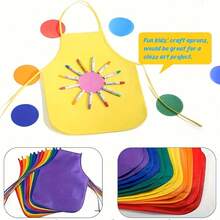 6PCS Disposable Aprons With Fabric Aprons, Non-Woven Fabric Children's Artist Aprons, Suitable For Kitchen, Classroom, Community Activities, Parties, Crafts And Art Painting Activities, Multiple Colors Random - Multicolor - View 4
