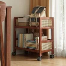 1 pieza Carrito de aperitivos para sala de estar, estantería de almacenamiento, unidades de estantería de pie, organización y almacenamiento, unidad de estantería, estantería de almacenamiento con ruedas para dormitorio y estudio, estantería organizadora multifuncional móvil de pie para cocina, estantería de exhibición para baño con ruedas direccionales, adecuada para Navidad, Pascua y otras festividades - Ver 9