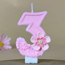 1pc Pure Pink Gradient Double Layer Flower Number Birthday Candle, Suitable For Birthday Party, Company Anniversary Celebration Theme Cake Decoration - View 7