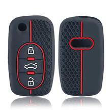 矽膠鑰匙套 FOB 適用於 Audi A1 A6 C5 B6 A4 B5 TT 8N A2 A3 A6 A8 Quattro 遙控鑰匙殼 3 按鈕鑰匙保護套 - 黑色的 - 查看 7