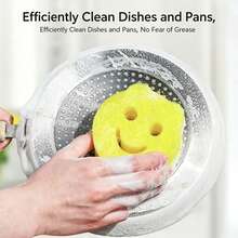 4pcs Multi-Color Smiling Face Sponges With Color-Coded Surface (Pink, Yellow, Green, Blue) And Hanging Hole, Versatile Household Cleaning Cloth For Daily Cleaning Needs (Random Color) - Cleaning Sponge - View 10