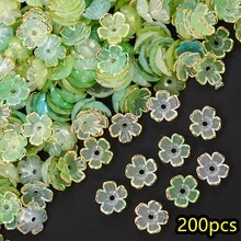 200顆透明花朵巴洛克珠飾搭配復古金邊隔珠，適用珠寶DIY手鍊、手機鍊、手工配件製作 - 金邊小花朵 - 查看 14