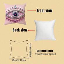 2pcs Bohemian Evil Eye Pattern Single-Sided Printed Pillow Covers, Soft And Comfortable Polyester Fiber Cushion Covers, Size 45x45cm(17.72x17.72 Inches), Zipper Closure, Machine Washable, Suitable For Home And Outdoor Decoration (Pillow Covers Only, Insert Not Included) - Multicolor - View 2