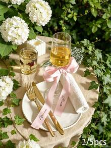 1/5PCS Personalized Wedding Champagne Flute Decorations,Vinyl Letter Ribbon,Custom Champagne Flute Ribbon,Ribbon Name Tags,Beverage Name Tags - Multicolor - View 4