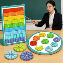 Magnetic Fraction Learning Book Set, Round And Rectangular Fraction Pieces With Percentage And Decimal Equivalents, Math Teaching Aid For Preschool And Elementary School Children, Ideal Birthday Gift For Home Education And Classroom Teaching - Multicolor - View 7
