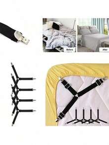 4pcs/1pc Triangle Home Bed Sheet Fixing Clips, Adjustable Elastic Sofa Bed Sheet Fixing Clips, Tablecloth Fixing Straps, Anti-Slip Bed Sheet Clips - Multicolor - View 4