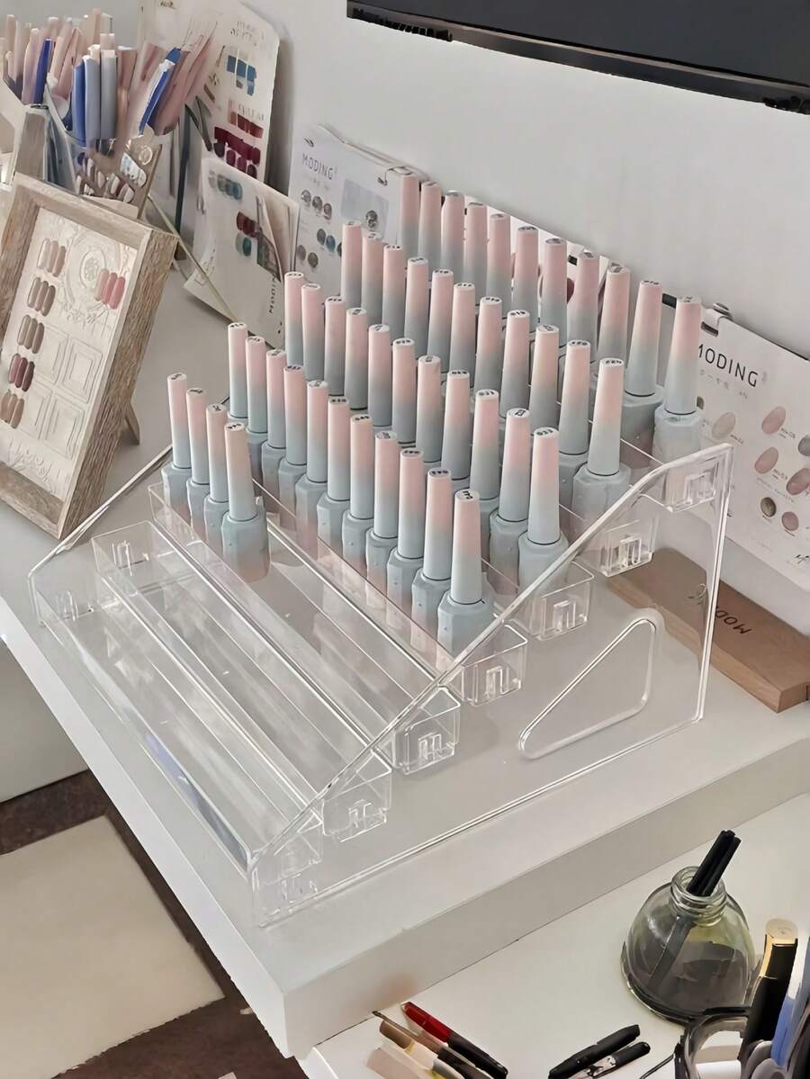 7-Tier/R/5-Tier/3-Tier Transparent Acrylic Nail Polish Display Rack, Multi-Layer Display Stand, Cosmetic Storage Rack, Glasses Holder, Photo Frame, Jewelry Rack, Storage Box, Suitable For Home Living Room Office Decoration, Bedroom Desktop Organization, Birthday Gift - Clear - View 1
