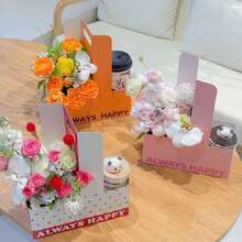 5pcs Coffee Handheld Flower Box, Milk Tea Takeout Box, Fresh Flower Packaging Box, Foldable Gift Box, Baking Cake Flower Box, Holiday Party Gift Packaging Bag - Gift Bags - View 9