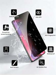 2Pcs Privacy Screen Protector Designed Compatible With OPPO, Anti-Spy Tempered Glass Film,9H Hardness,Anti-Fingerprint,Bubble Free,Easy To Install - Black - View 6