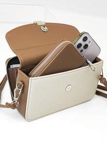 Mini Crossbody Phone Wallet, Soft PU Fashion Flap Phone Wallet, Zipper Multifunctional Large Capacity Phone Wallet, 2pcs Phone Wallet Large Capacity Card Holder - Brown - View 7
