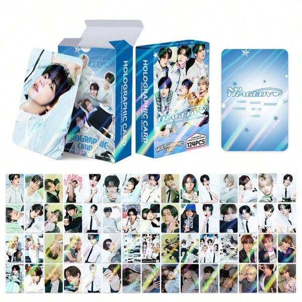 NO TRAGEDY 男團全息雷射周邊套組，「NO TRAGEDY」TWS迷你專輯小卡，SHINYU/DOHOON/YOUNGJAE/HANJIN/JIHOON/KYUNGMIN小卡，60張彩色雷射Lomo小卡＋64張手帳貼紙，清新白襯衫拍照主題粉絲應援禮盒，韓國男團NO TRAGEDY限量全息雷射周邊禮盒，彩色彩虹反光全套卡片與貼紙，線下應援、收藏、紀念與粉絲送禮一站式套組