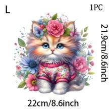 1/2/3入 花魁可愛小貓熱轉印貼紙，可水洗且可熨燙，適用於DIY T恤、運動衫、連帽衫、牛仔褲、背包、枕頭、節日裝飾 - 多色 - 查看 3