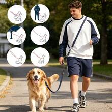 1PC Double-Layer Foam Handle Anti-Chafing 2-In-1 Dog Leash, Multifunctional Crossbody Reflective Waist-Tie Running Pet Leash, Suitable For Medium And Small Pets Outdoor Use - Multicolor - View 1