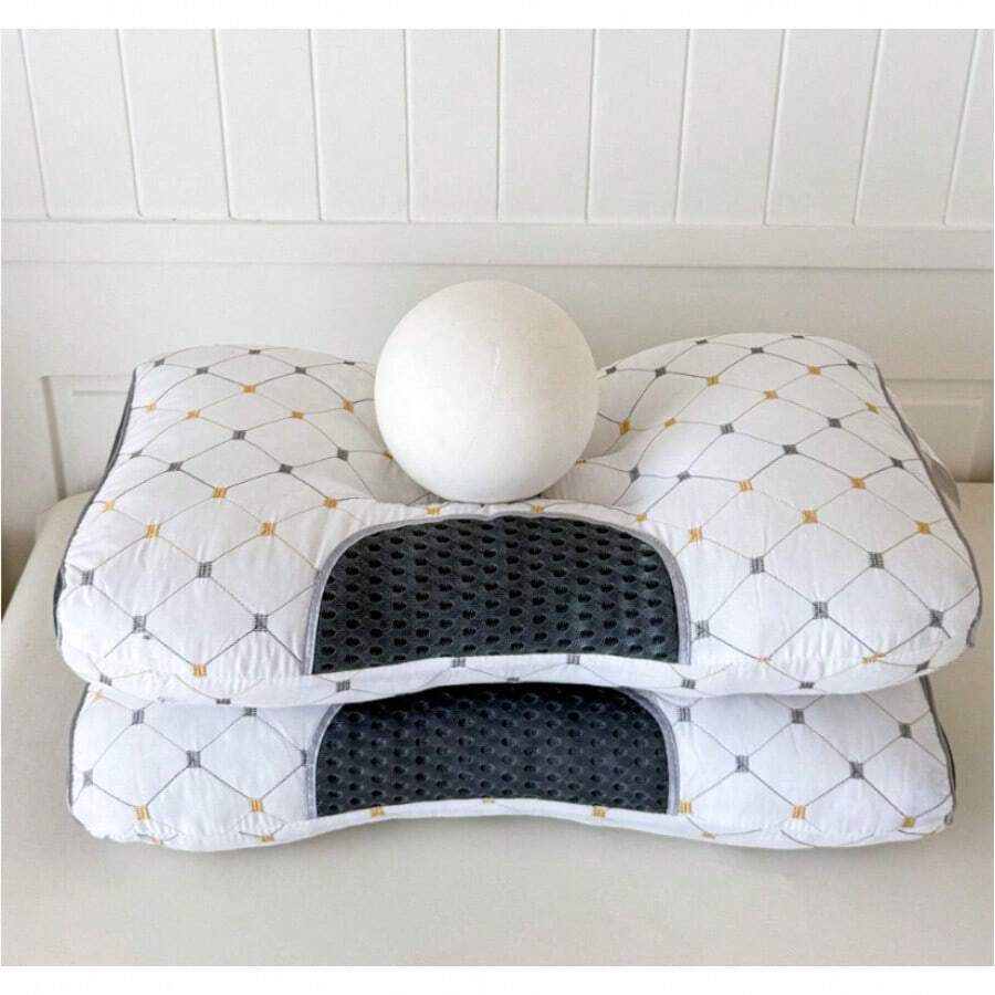 Almohada de algodón de alta calidad, súper suave, con calidad de centro comercial.Ideal para hoteles y uso doméstico, protege la columna cervical y le permite dormir plácidamente. - Blanco - Ver 1