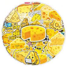 50pcs Cheese Cartoon Delicious Food Cute Expression Decorative Stickers For Message Board, Tablet, Car DIY - 50 Cheese Sheets - View 6