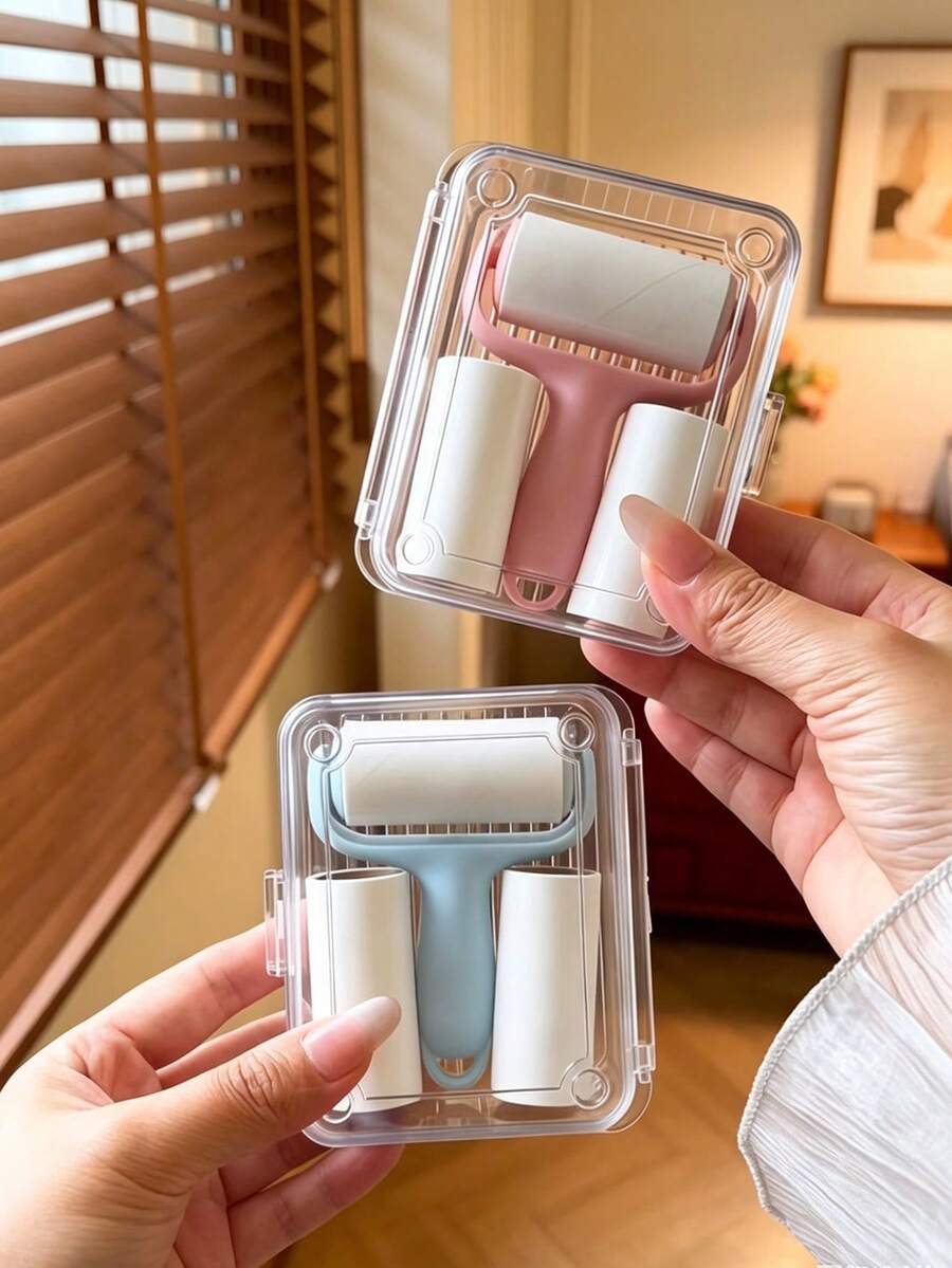 1 Set Portable Mini Lint Roller Kit - 1 Roller Handle + 3 Replacement Rollers, Strong Adhesive For Pet Hair Removal, Easy To Use, Reusable Handle, No Power Needed For Pet/Clothes/Carpet/Car Seats, Essential For Pet Owners - Multicolor - View 1