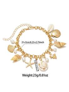 Ein einfaches und modisches Perlen-Muschel-Anhänger-Armband mit europäischem und amerikanischem Meeresstil-Muschelmuster - Stil 1 - Übersicht 4