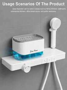 1pc Kitchen Soap Dispenser, Manual Press Soap Dispenser, Sink Sponge Holder, Suitable For Bathroom, Kitchen Cleaning Tool - Multicolor - View 6
