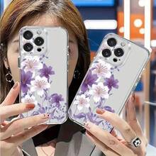 1個 Ins風清新木槿花與葉子素色圖案防滑柔軟手機殼，適用於 iPhone 11/12/13/14/15/16 Pro Max - 彩色 - 查看 4