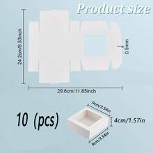 20個白色牛皮紙透明窗禮品盒 3.6x3.6x1.4 適用於烘焙餅乾蛋糕糖果、婚禮派對、聖誕禮物包裝 - 白色 - 查看 9